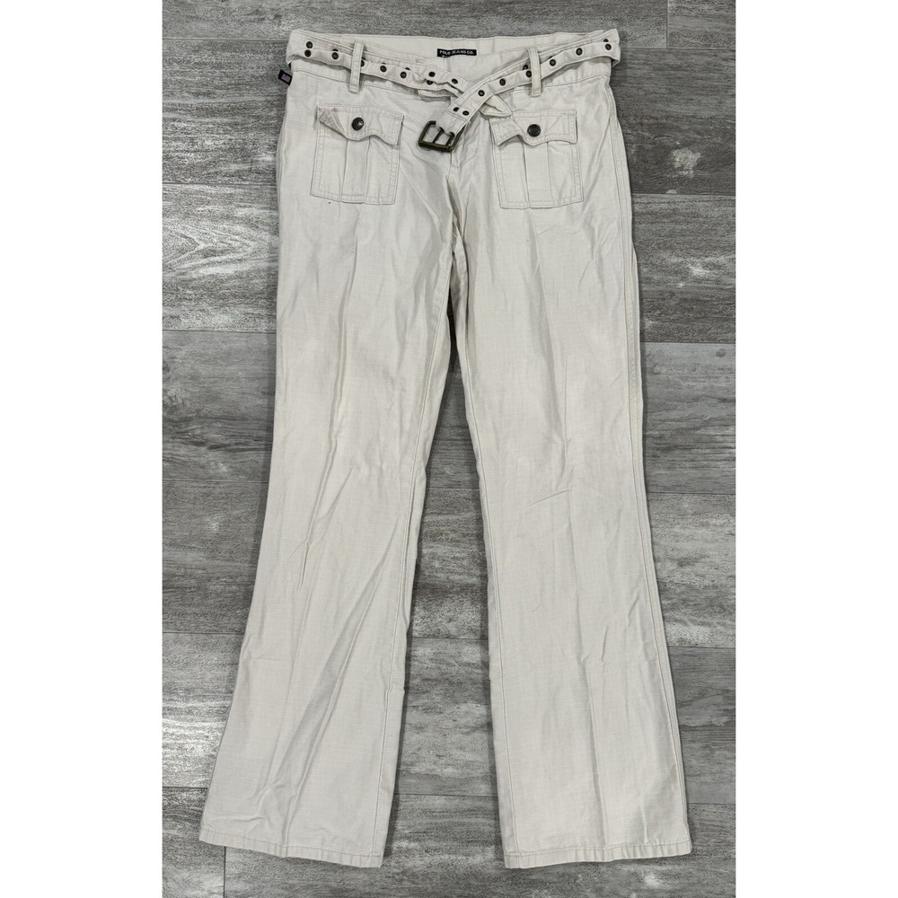 Polo Jeans Co Ralph Lauren Beige Tan Belted Ripstop Pants Womens Size 2 (30x31)